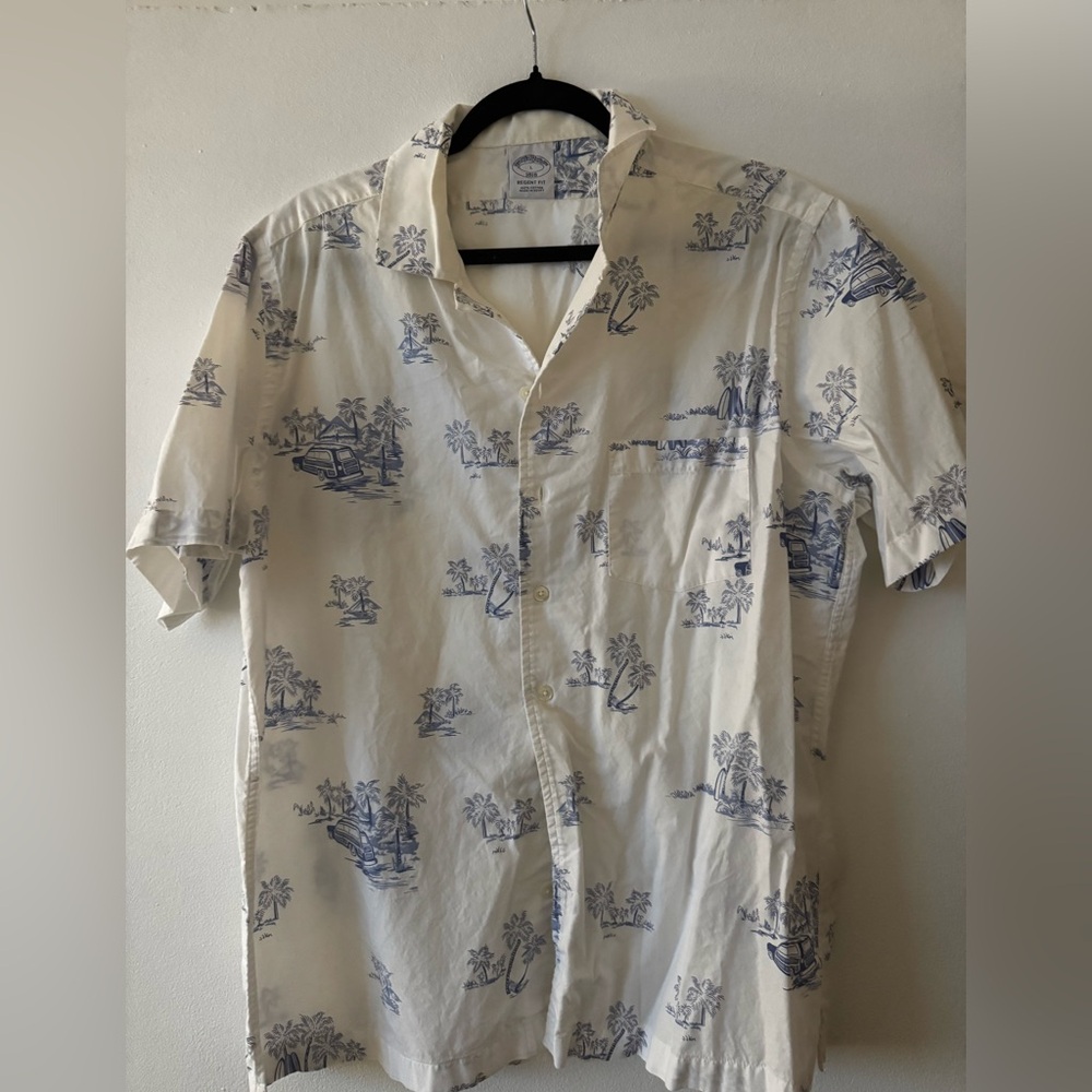 Brooks Brothers Cream and Blue Casual Shirt